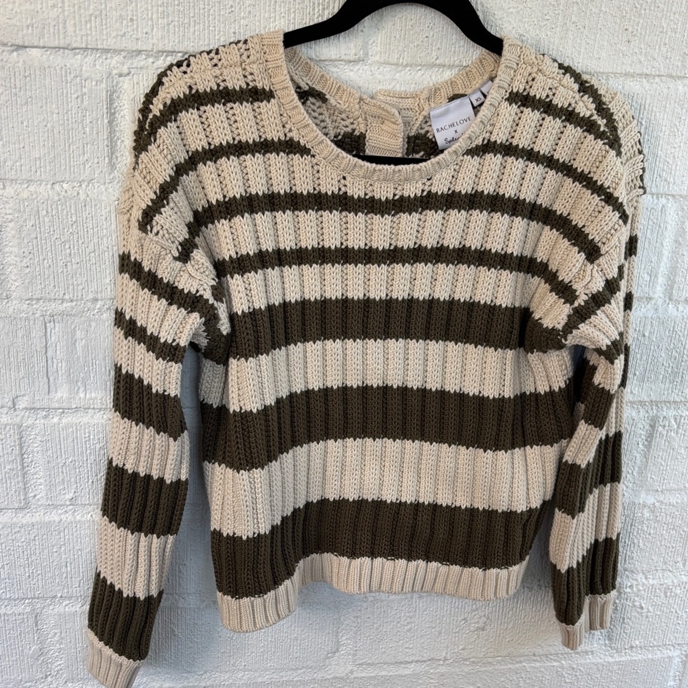 Splendid X Rachelove Striped Crew Neck Reversible Cardigan Sweater sz XS - Picture 9 of 13